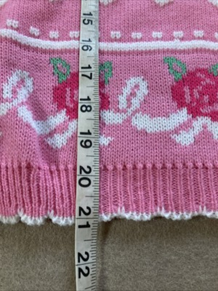 Barbie For Girls Vtg Sweater 90s pink Heart rosette Sz 10/14 Mint Floral Love - Picture 7 of 8